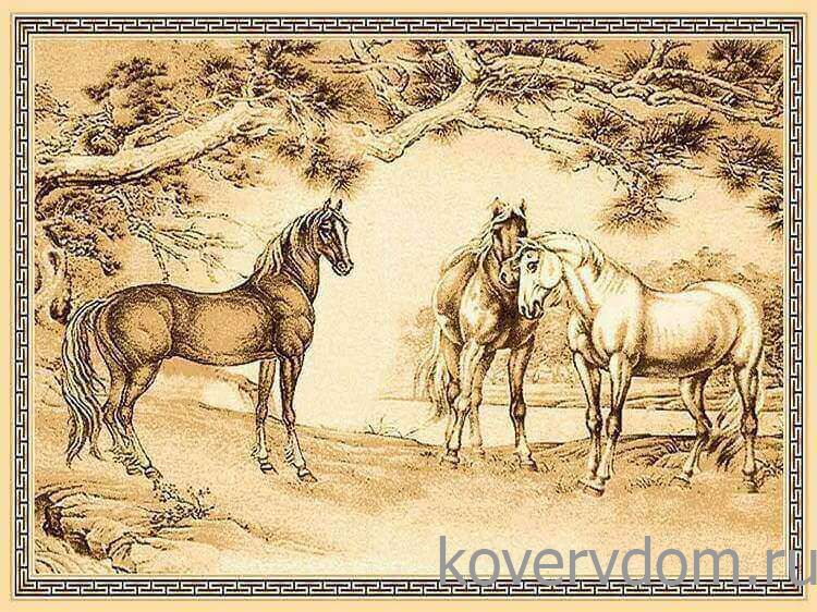 Шерстяной пейзажный ковер Chinggis Лошади 4S867-122