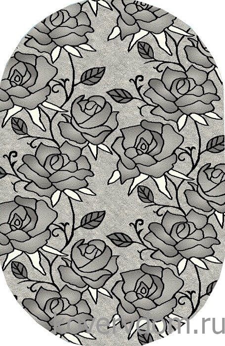 Ковер с цветами Графит 30763-37 ОВАЛ 